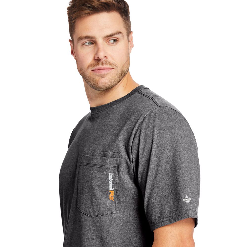 Camisetas Timberland Argentina Hombre - Pro® Big & Tall Base Plate Short-Sleeve - Gris Oscuro - PSQR